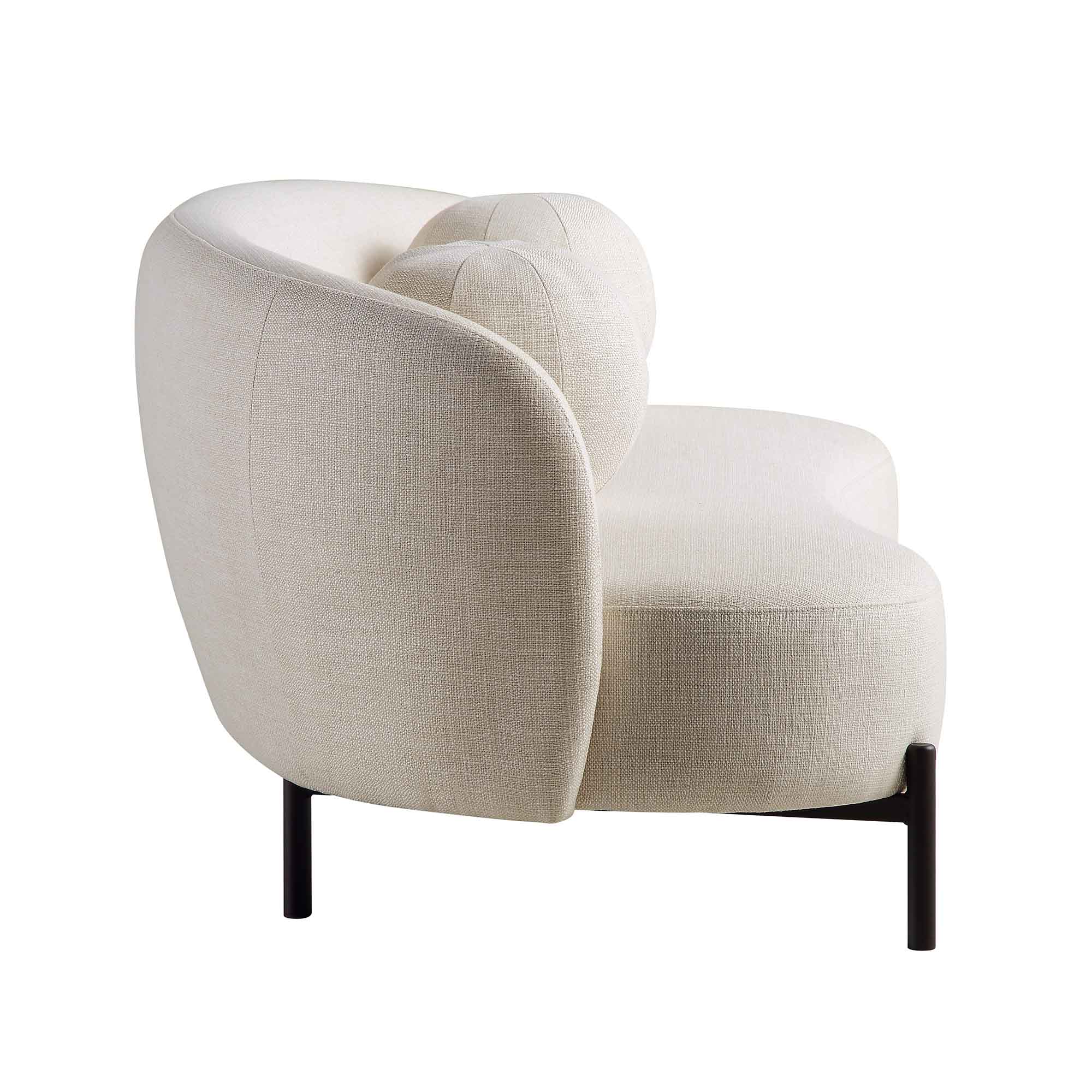 3-Seater Curved Sofa with Ball Cushions, Beige Linen Blend