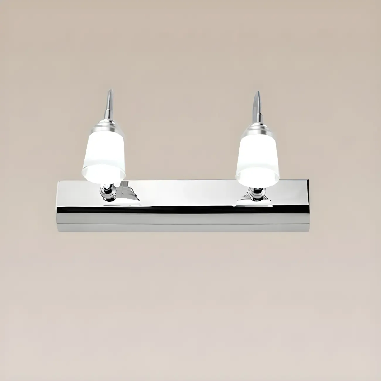 Modern Chrome LED Bathroom Vanity Light with White Shade