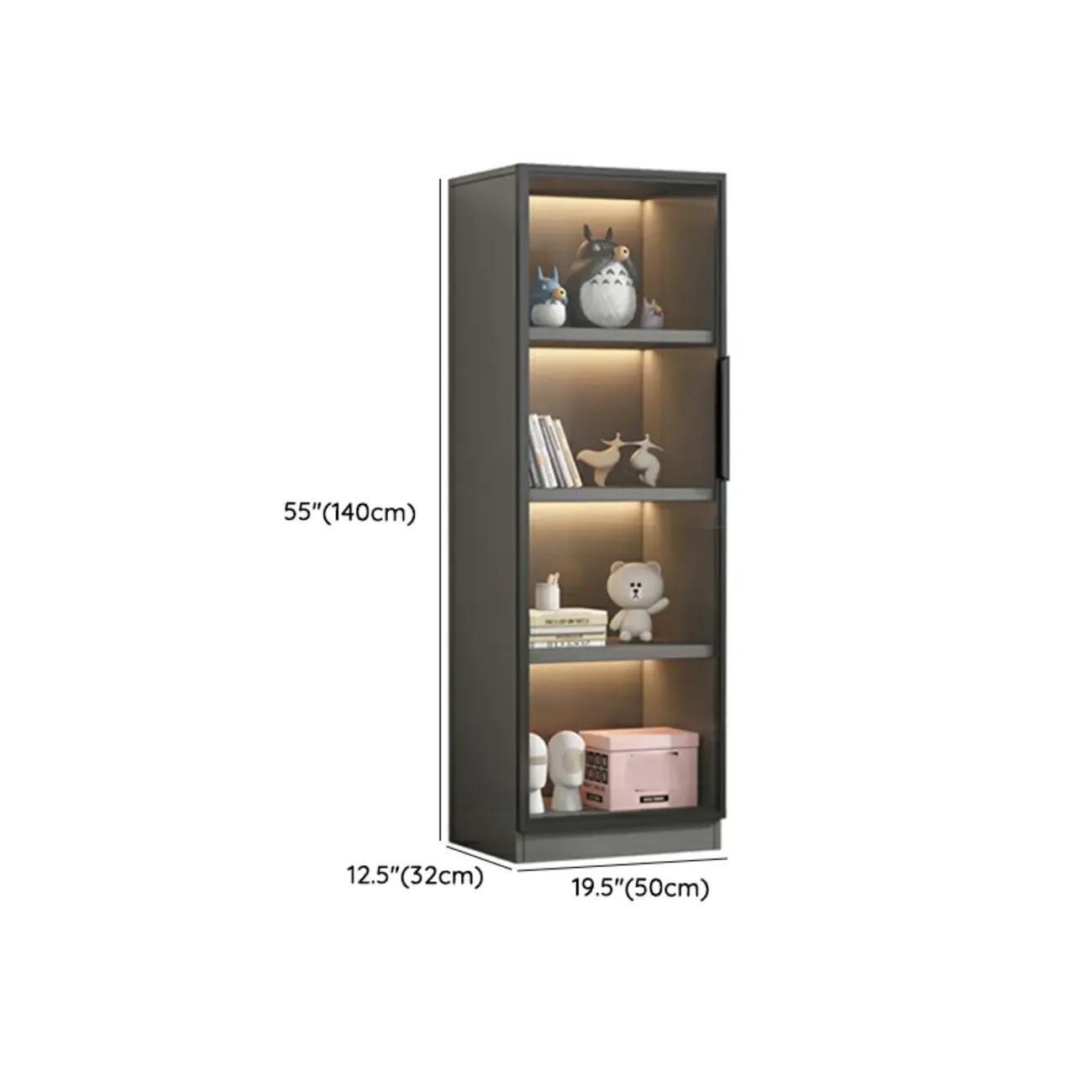 Simple Modern Gray Clear Cover Wooden Display Cabinet