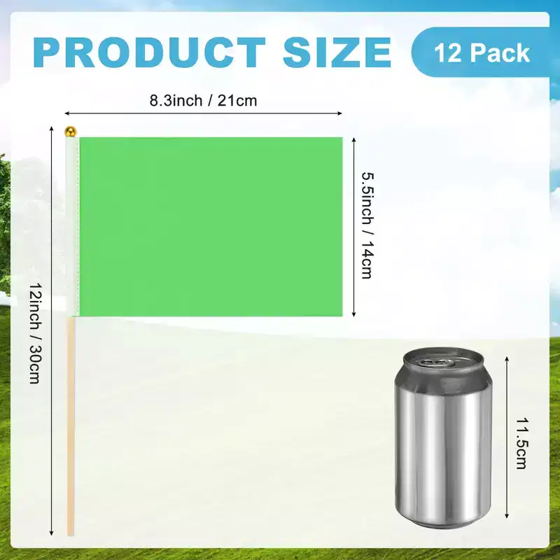 Unique Bargains Mini Sublimation Polyester Hand Held Plain Flags 12 Pcs