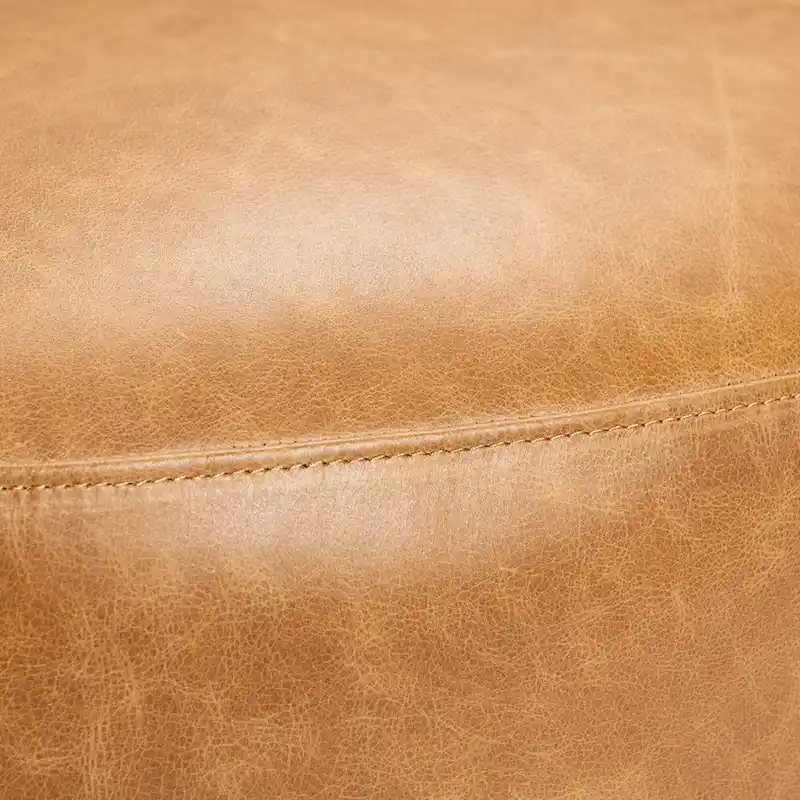 KINWELL Modern Top Grain Genuine Leather Swivel Armchair with Pillow