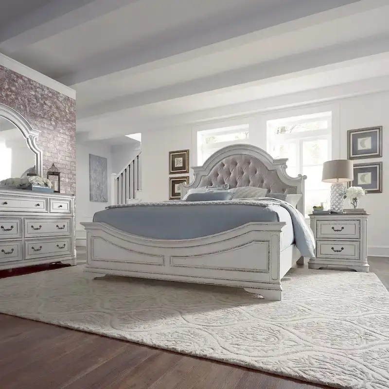 White Tufted Upholstered Queen/King Bed