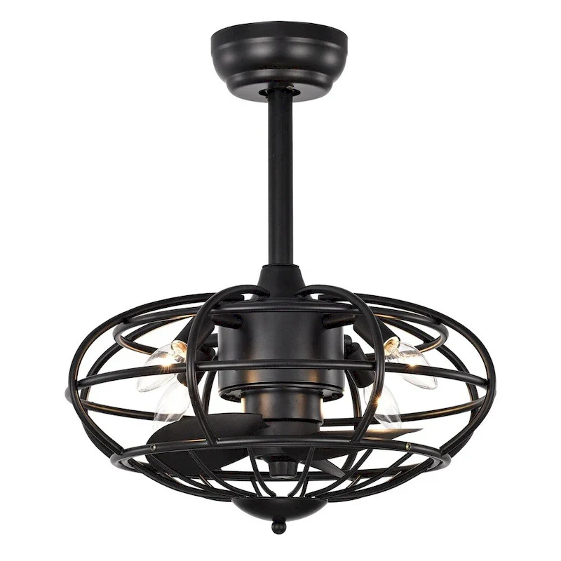 3 Speeds Reversible Caged Ceiling Fan with Remote and Timer