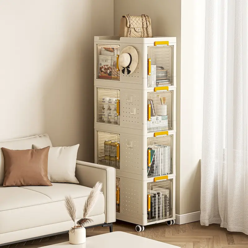 4-Tier Rolling Storage bookcase with Wheels