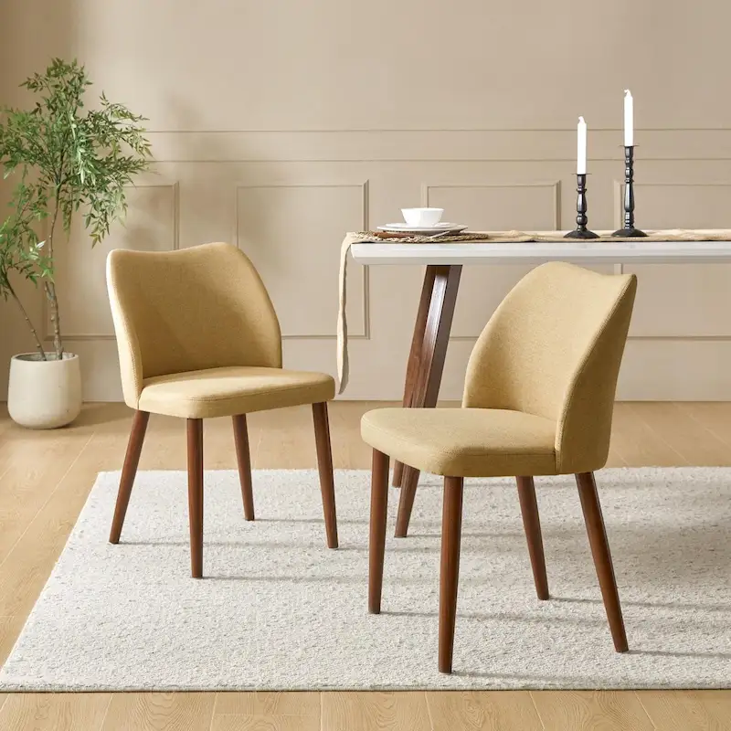 Melisa Upholstered Solid Wood Dining Chair Set of 2 by HULALA HOME