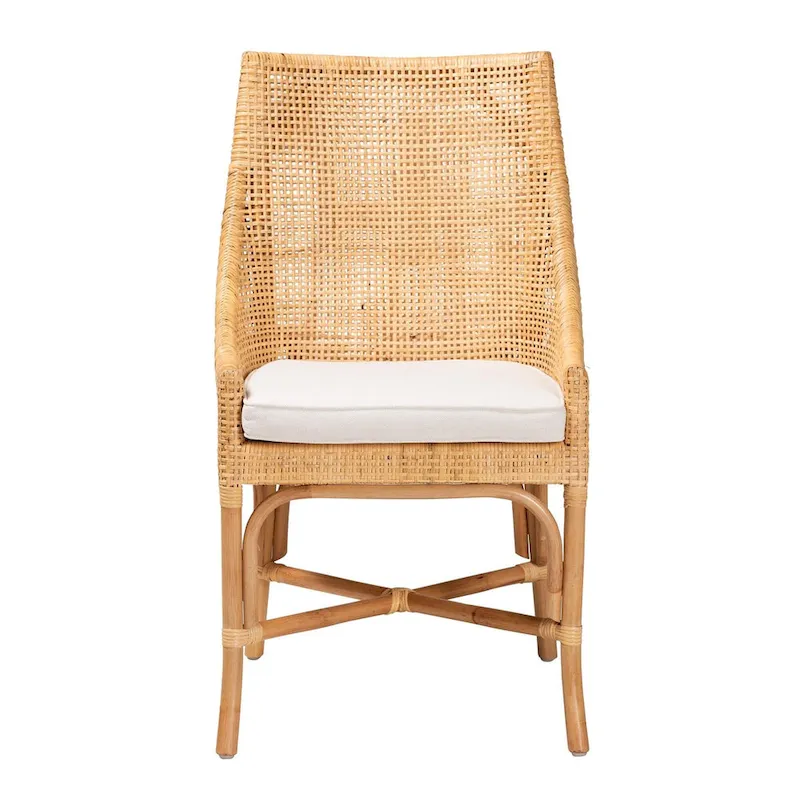 Modern Bohemian Natural Brown Rattan Dining Chair