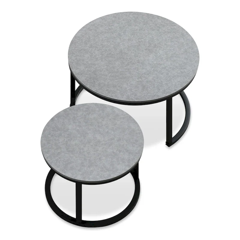 Round Nesting Coffee Table Set - 2 Pieces - Black/White/Grey Options