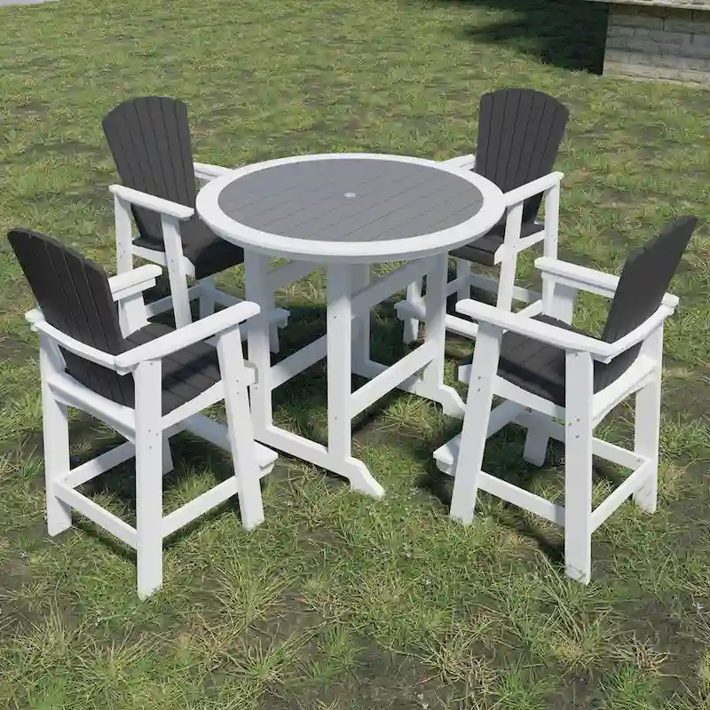 Outdoor Patio Recycled Plastic Round Dining Table Bar Table - N/A