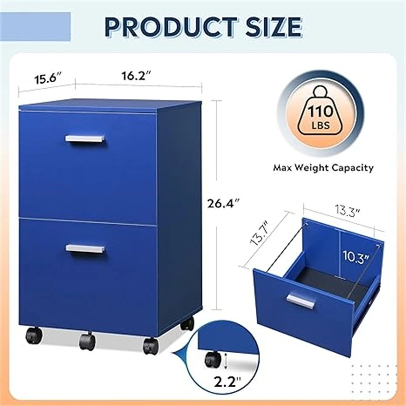 2 Drawer File Cabinet - 15.6 D x 16.2 W x 26.4 H