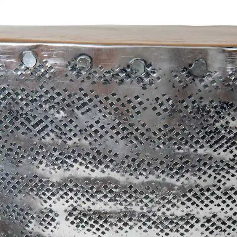 Stamped Metal And Wood Hourglass Accent Table by East at Main