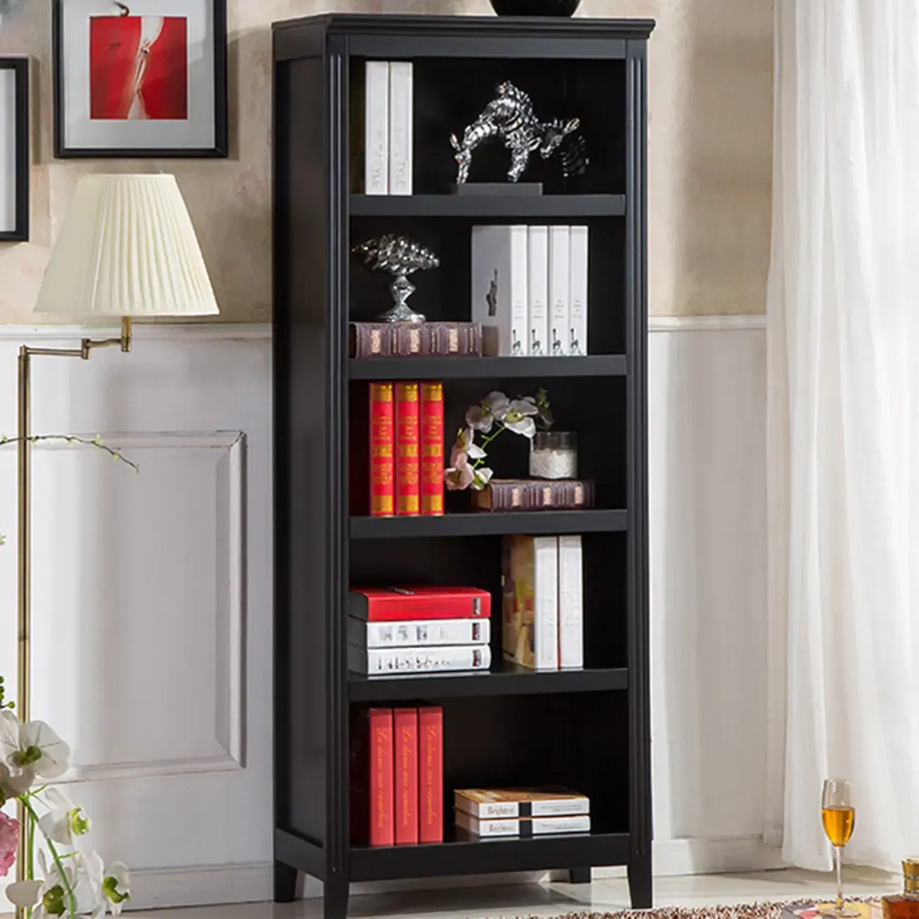 Classic Birch Wood 5-Tier Vertical Barrister Bookcase