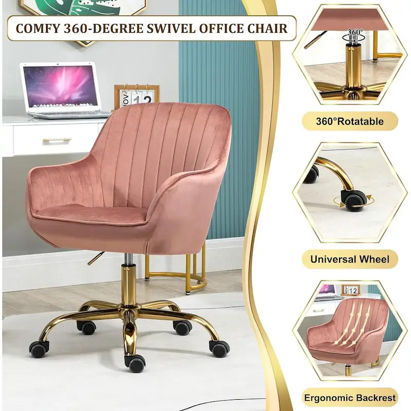 Howtai Swivel Home Office Chair with Rollers