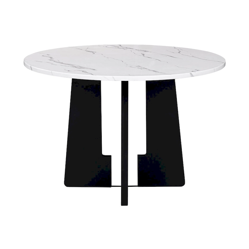 5 Piece Kitchen Table and Chairs Set, 4 People Round Dining Table Set, 4 Upholstered Chairs with Rubber Wood Legs