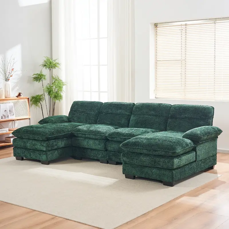 U-Shaped Chenille Sofa