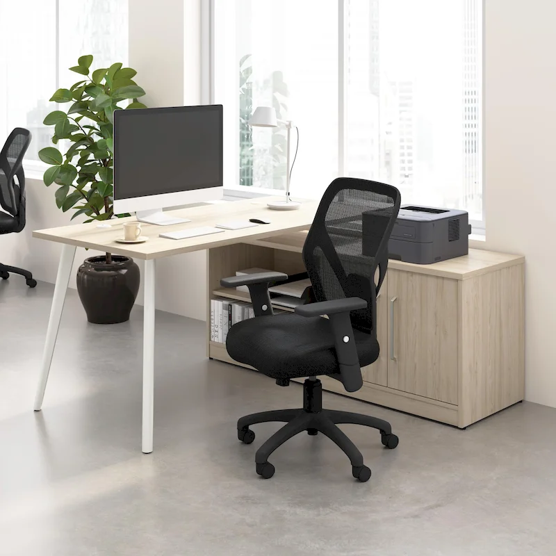 Bush Business Furniture Vista 60W L Shaped Desk with Storage Cabinet