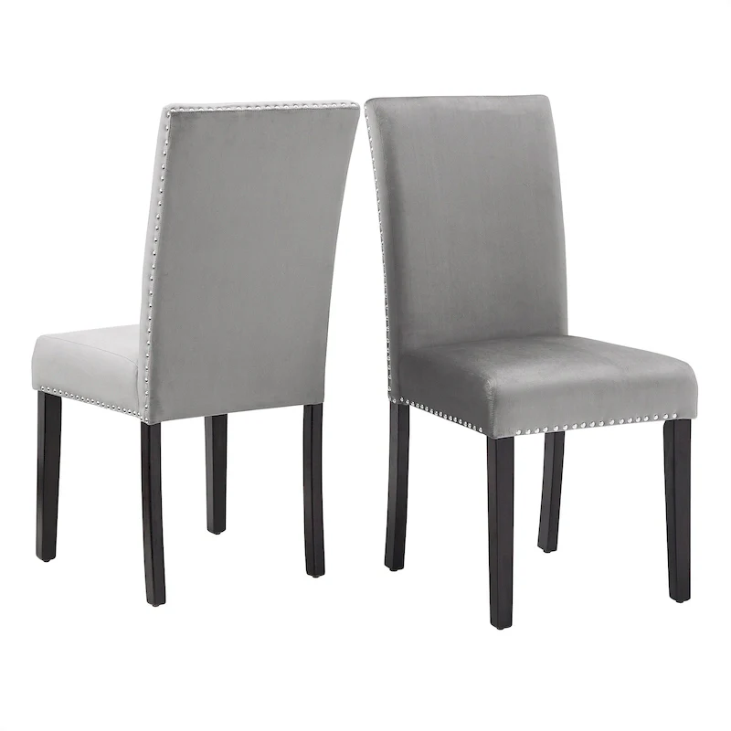 Balmforth Nailhead Velvet Upholstered Dining Chairs (Set of 2) by iNSPIRE Q Classic