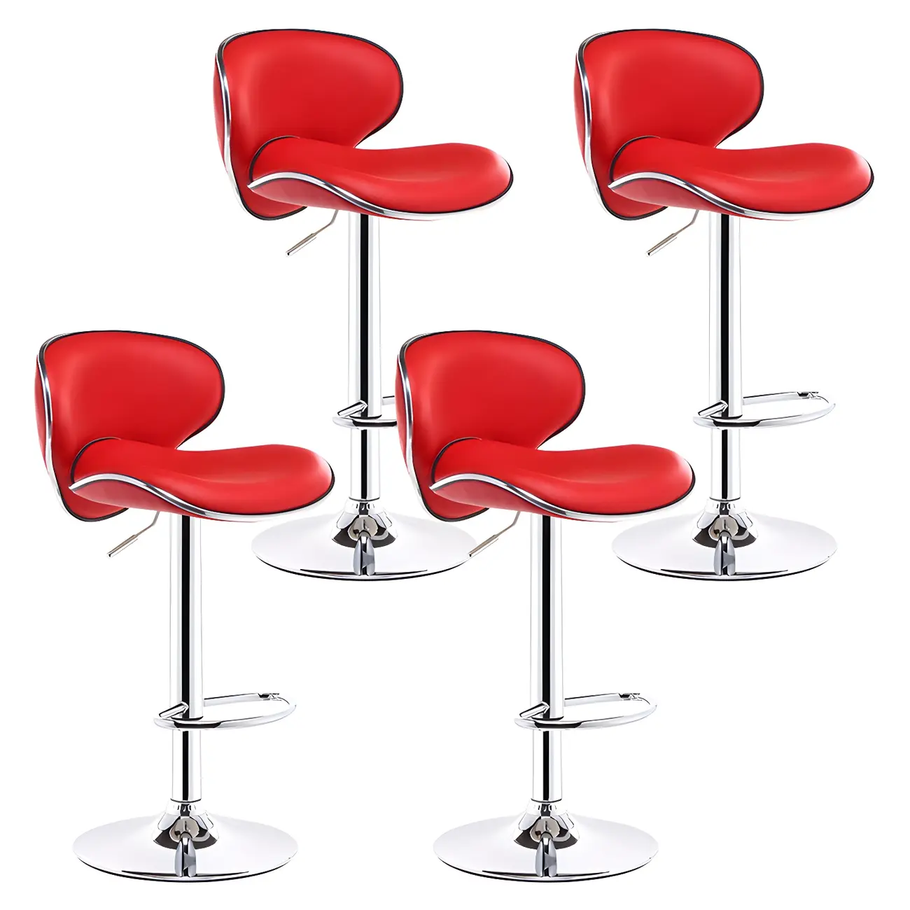 360° Swivel Faux Leather Bar Stools Adjustable Height Bucket Seat