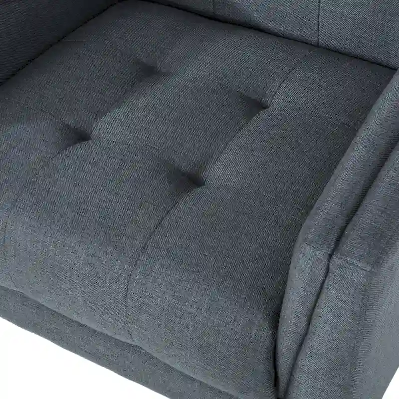 Boucle Upholstered Swivel Chair with Matte Black Base and 360-Degree Rotation