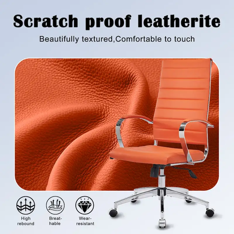 CAROCC Ribbed Computer Office Chair Adjustable Swivel High Back Desk Chair