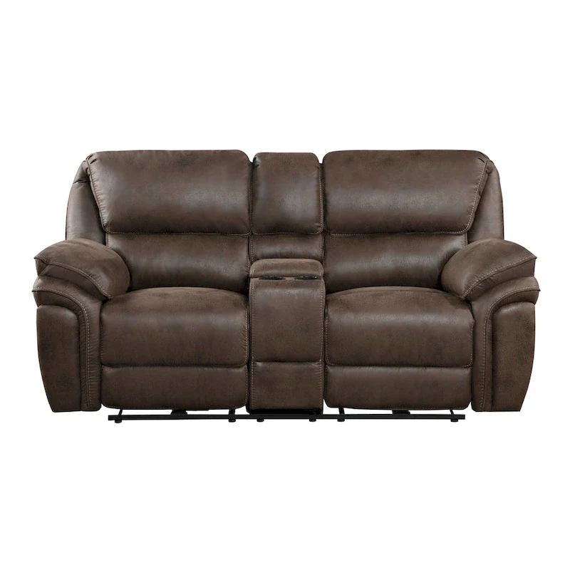 Tony 80 Inch Power Double Recliner Loveseat, Console Cupholders, USB, Brown