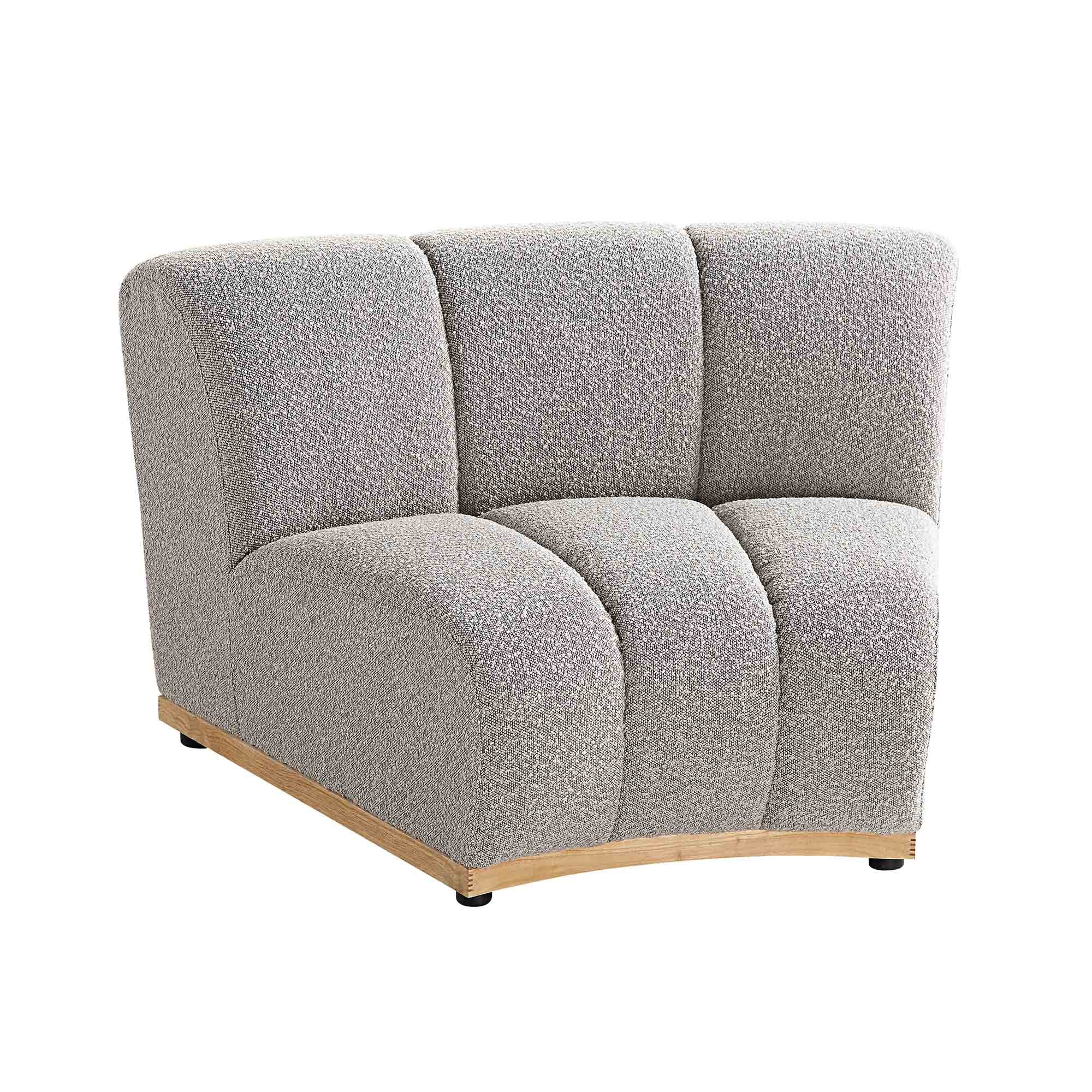 Taupe Boucle Sectional Sofa, 1-Seater Curved Sofa