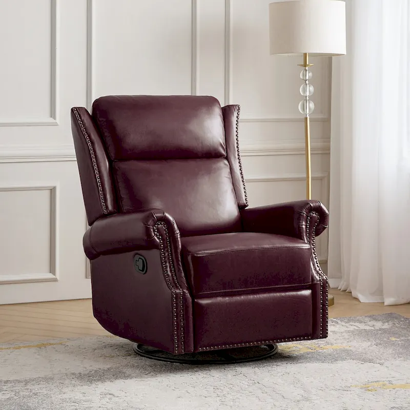 Viviana Traditional Genuine Leather Manual Swivel Glider Recliner Set of 2