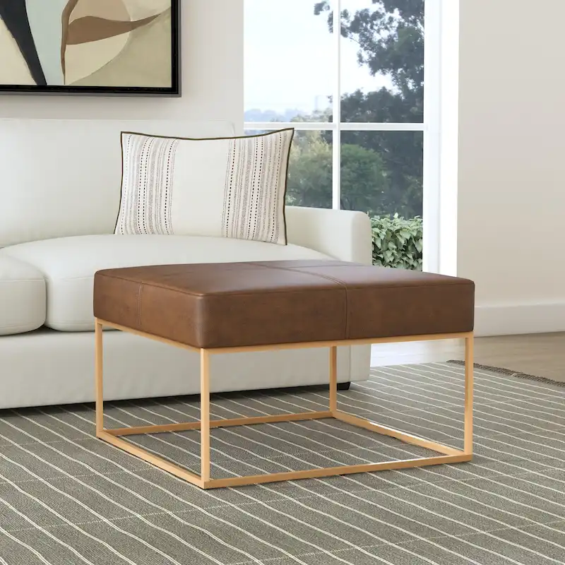 HomePop Square Metal Frame Ottoman