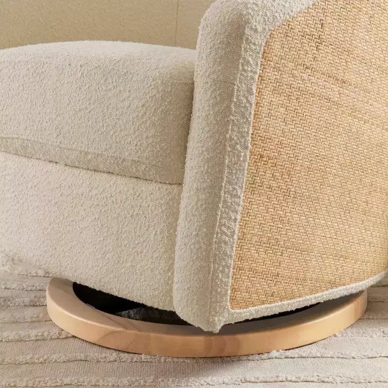Swivel Glider Chair with 360° Rotation, Upholstered Seat, 30.5