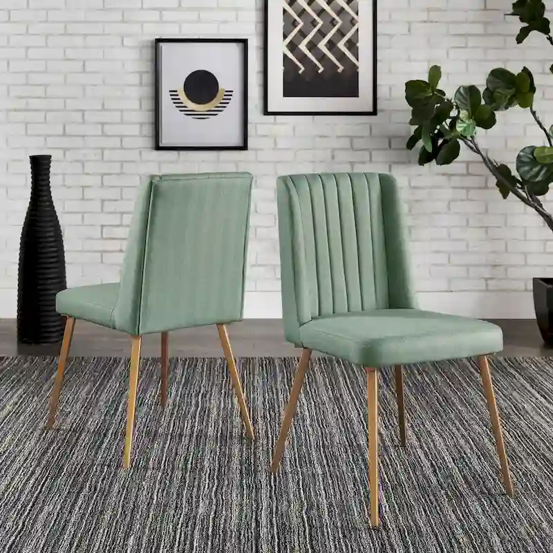 Jose Gold Finish Fabric Dining Chair (Set of 2) by iNSPIRE Q Modern
