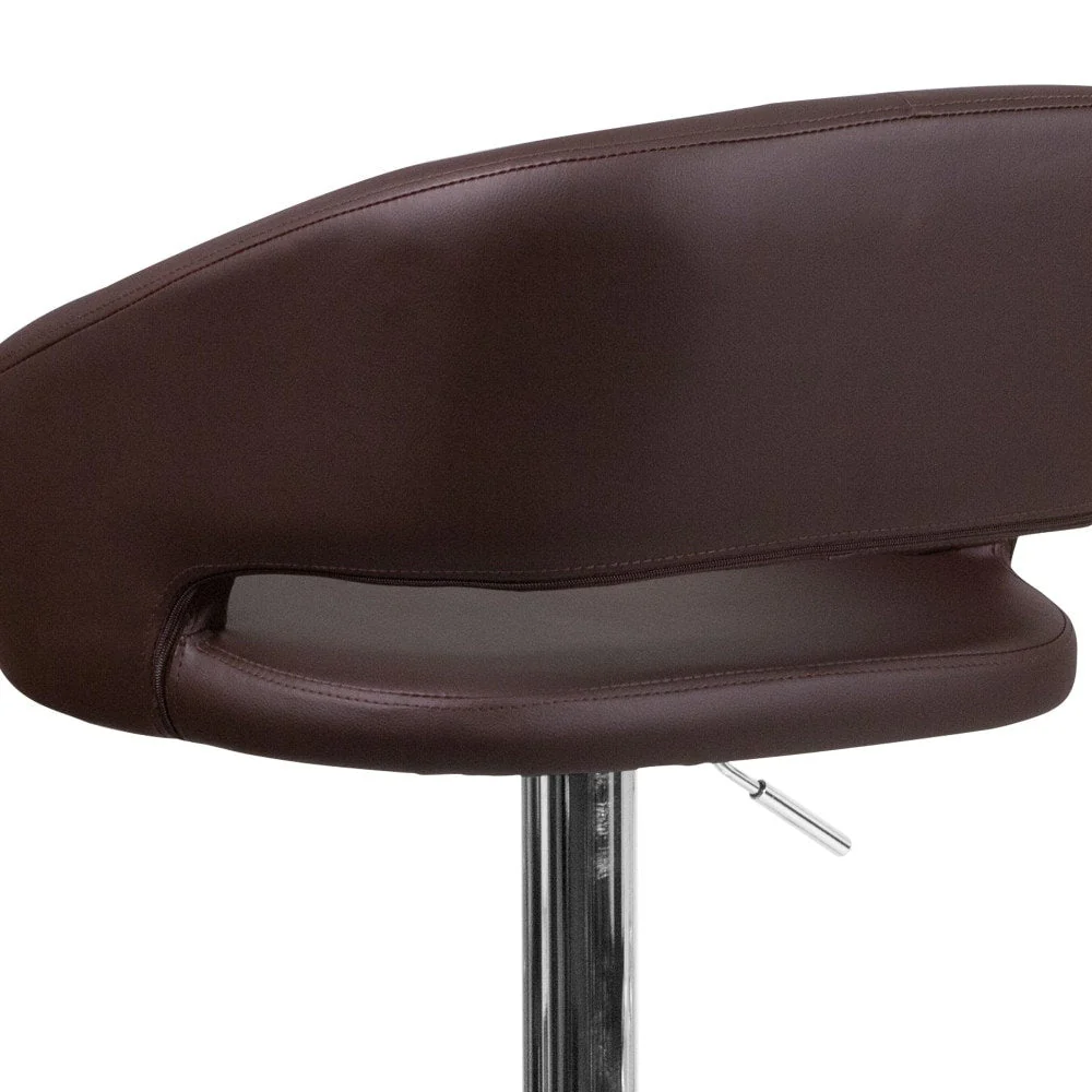 Modern Upholstered Adjustable-Height Barstool with Rounded Back