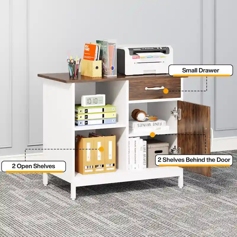 Large 63  L-Shaped Executive Office Desk with 31 File Cabinet