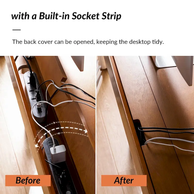 Walnut Mid-Century Office Desk with 3 Drawers and Charging Station