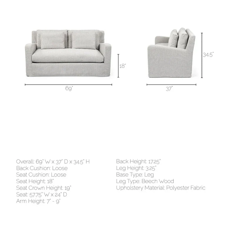 Denly I Beige Slipcover Two Seater Sofa