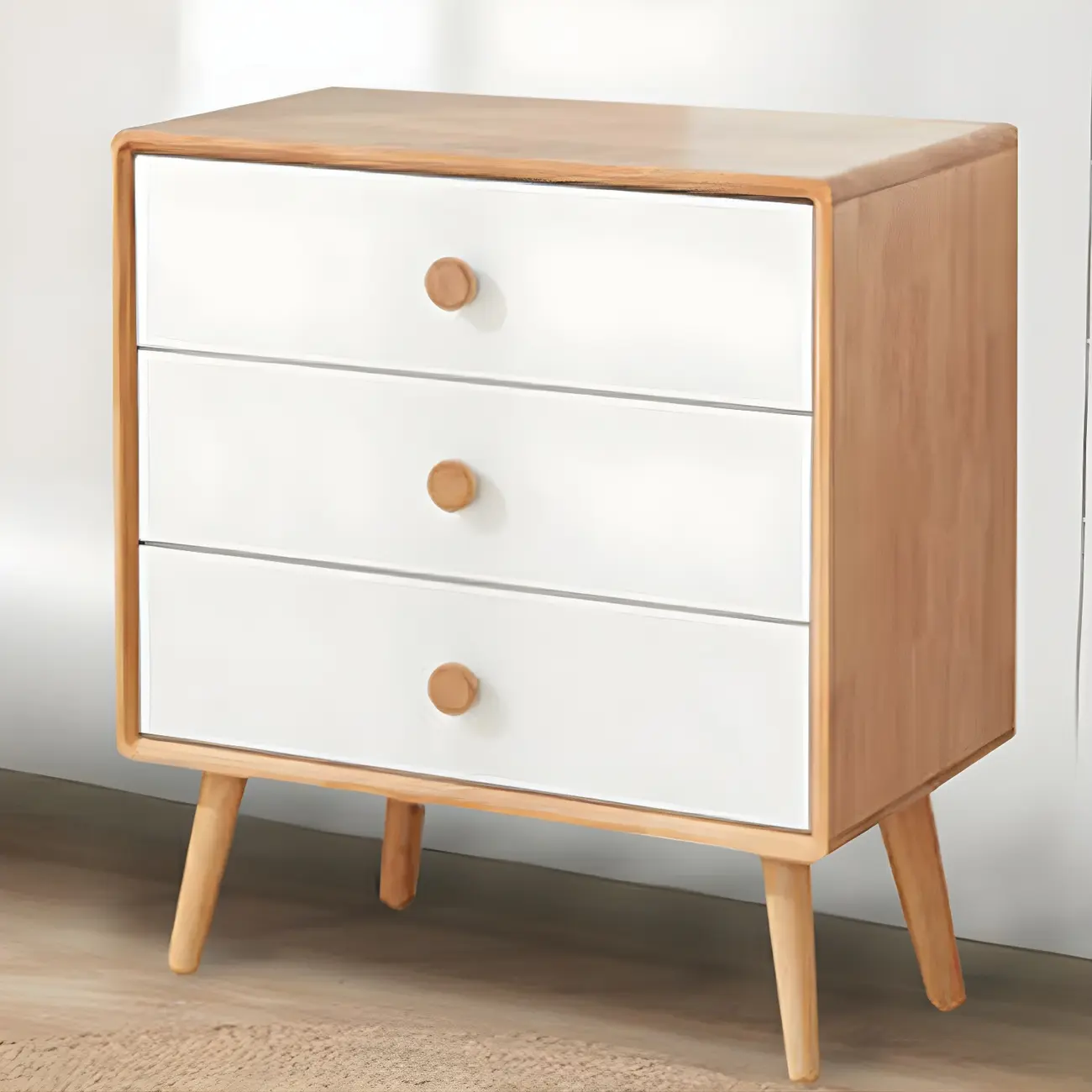 Compact Natural Wood Combo Dresser with Cabinet and Drawers