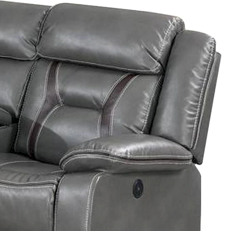 Power Reclining Sectional Sofa, USB Port, Gray Gel Faux Leather