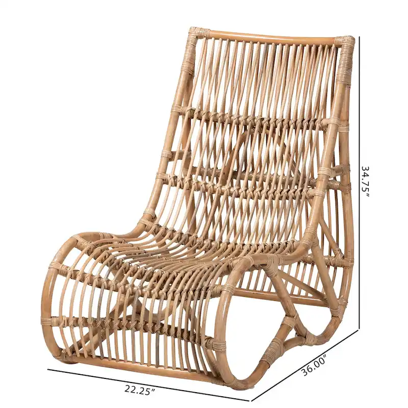 Genera Modern Bohemian Natural Rattan Lounge Chair