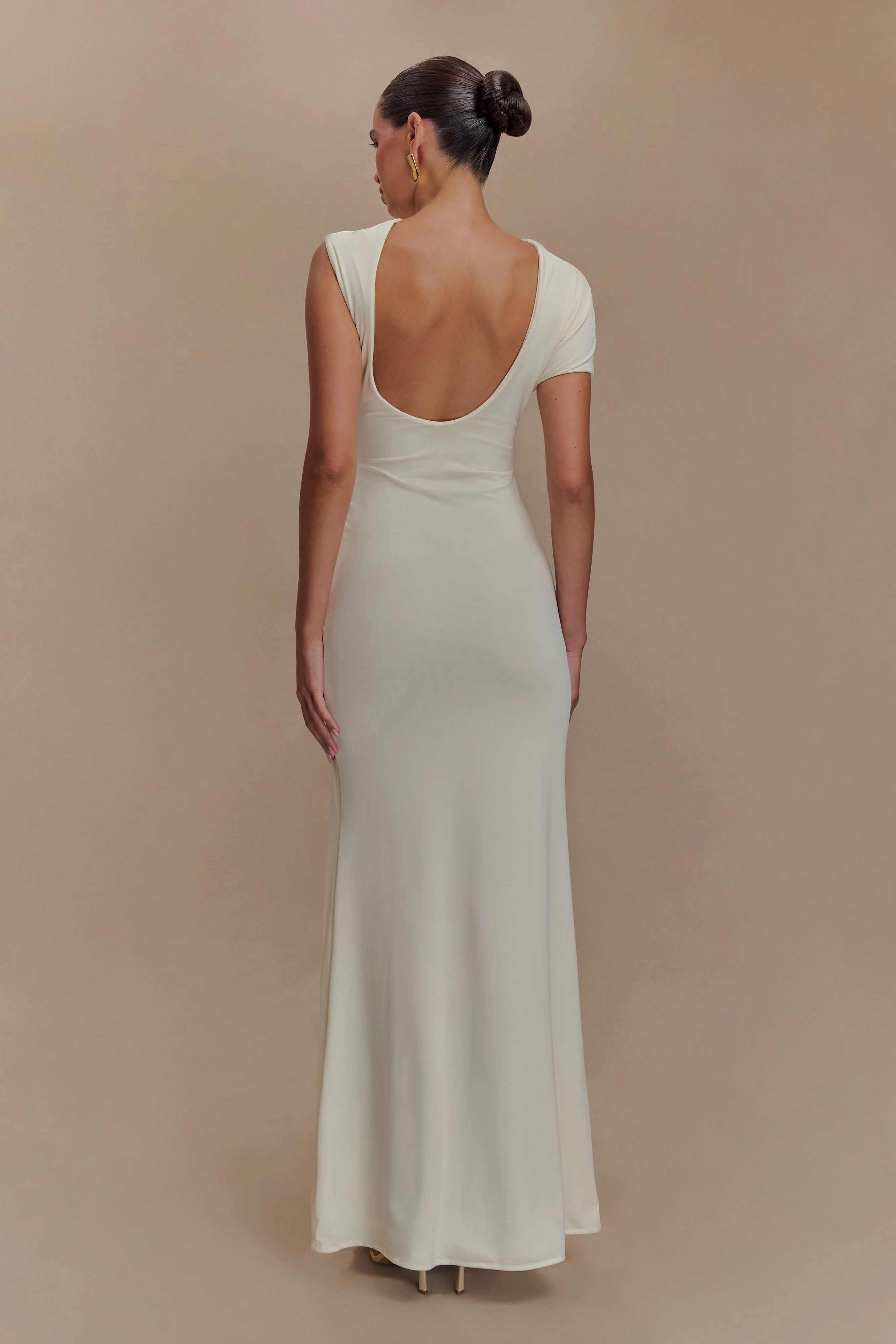 Kaida Slinky Maxi Dress With Hardware - Ivory