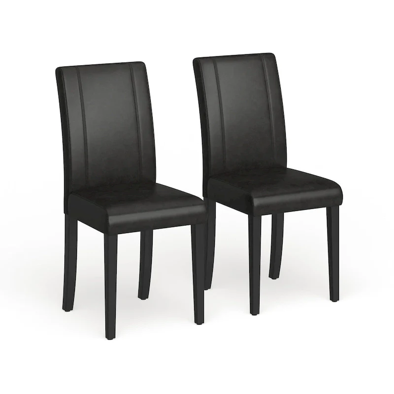 Black/Brown/Green/Red/White/Blue Leatherette Parson Chair, Solid Wood Legs, Set of 2