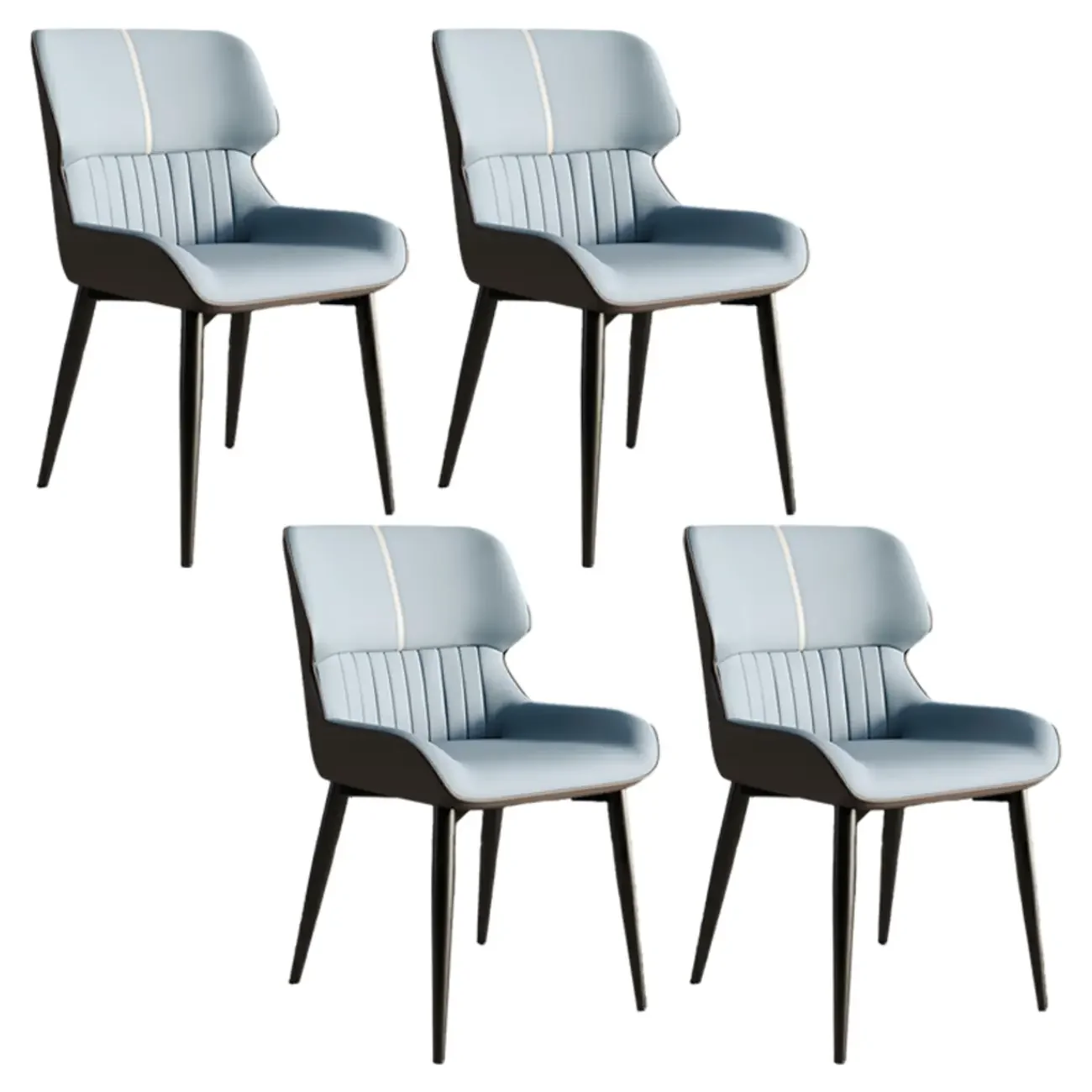 Leather Low Solid Back Armless Dining Side Chair