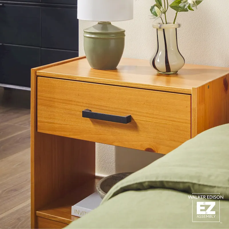 Walker Edison Modern Easy Assembly 1-Drawer Solid Wood Nightstand