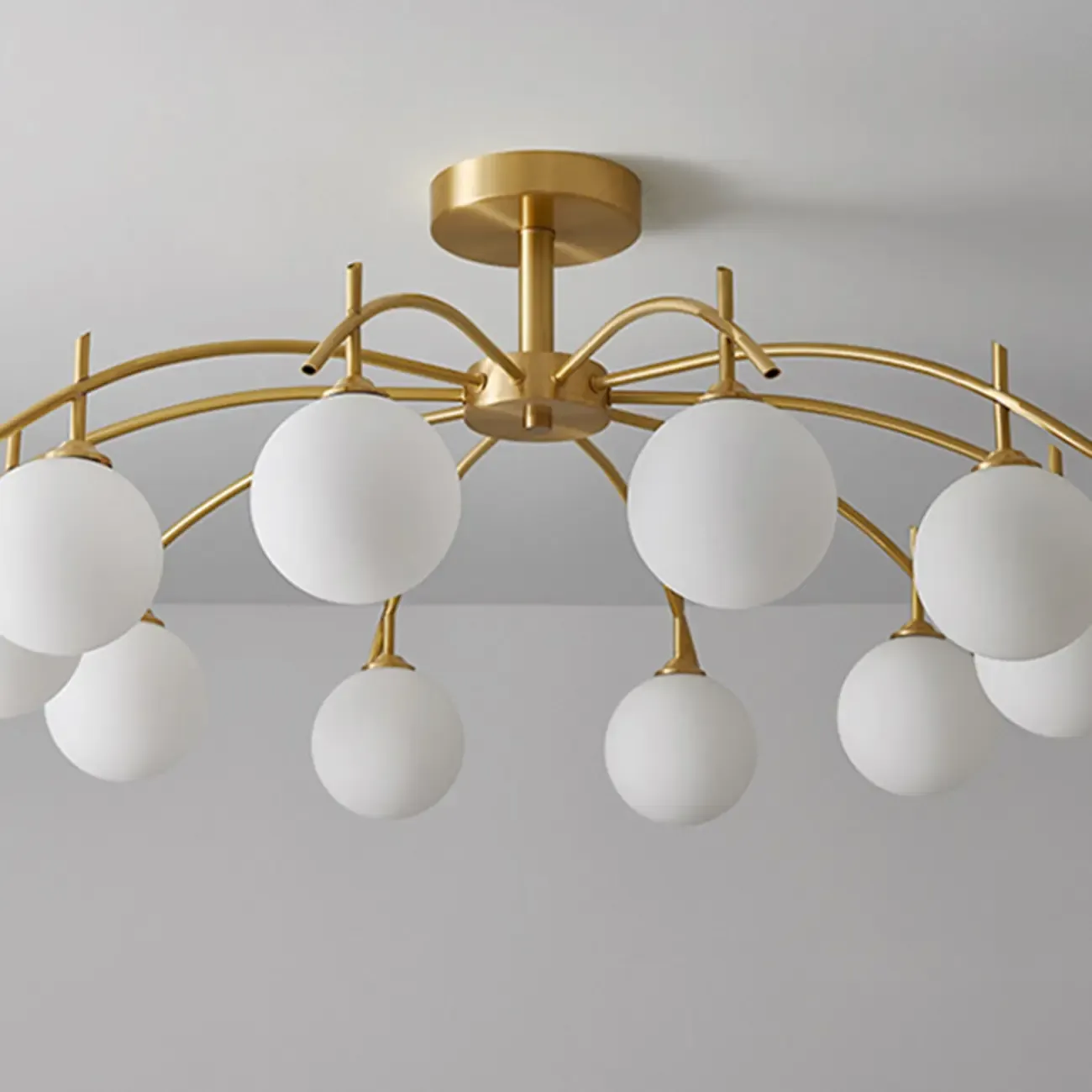 Classic Large Globe Glass Golden Semi Flush Mount Ceiling Light