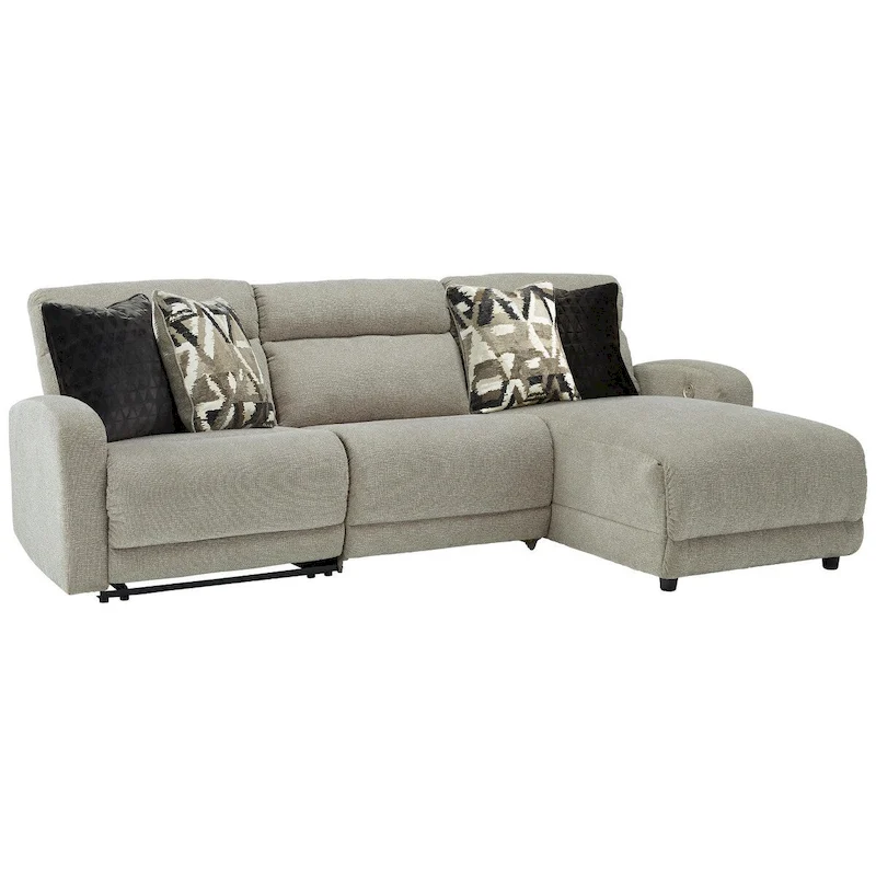 Gray 3-Piece Power Reclining Sectional Sofa - USB Charging, Adjustable Headrest