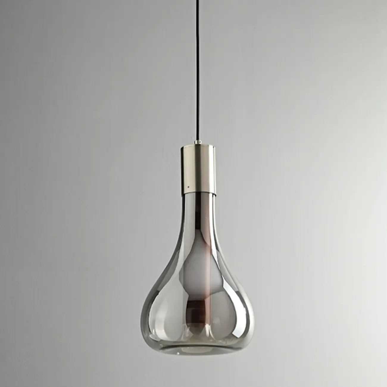 Small Water Drop Smoke Grey Glass LED Hanging Pendant Light