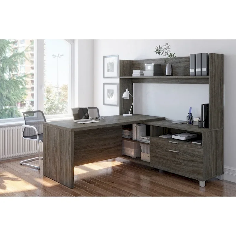 Pro-Linea L-Desk with Open hutch