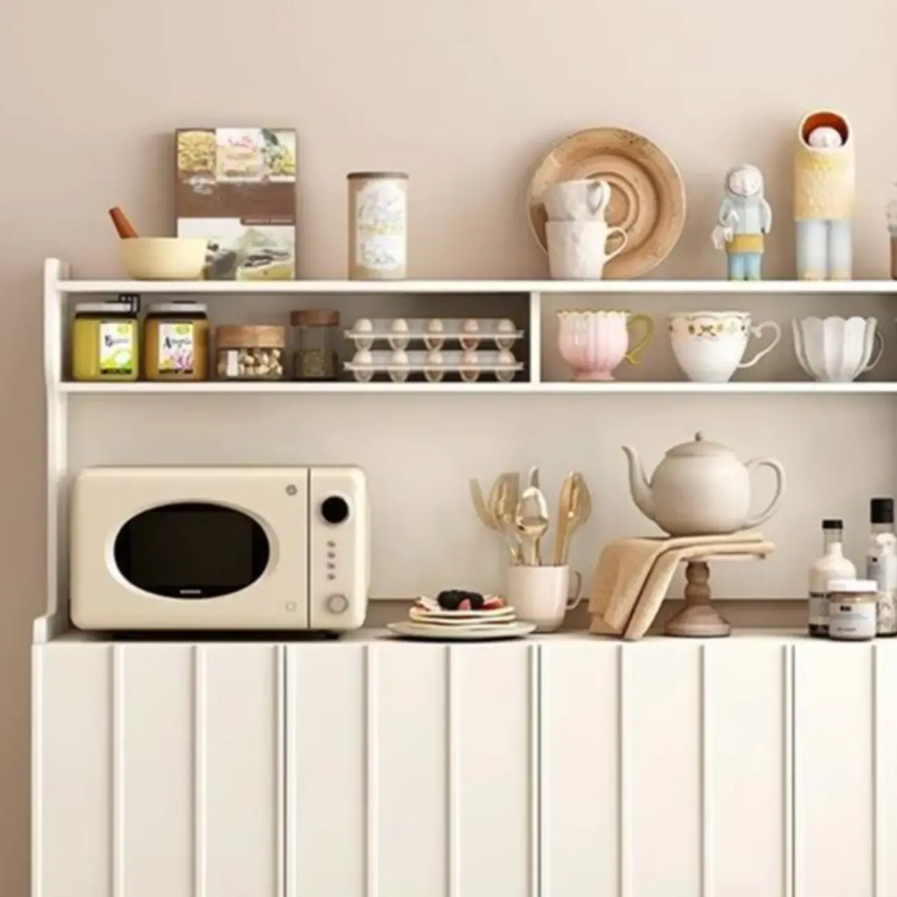 Modish Cream Wood Narrow Sideboard