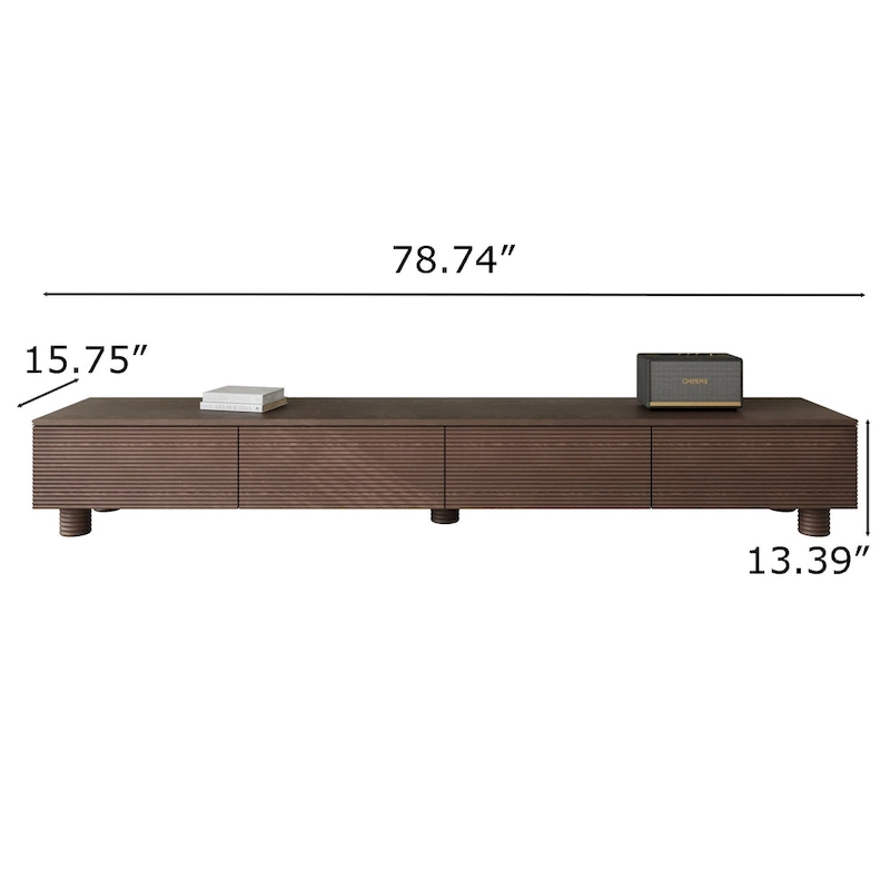 78.74 Mid Century Modern TV Stands, Dark Brown Solid Wood Media Consoler