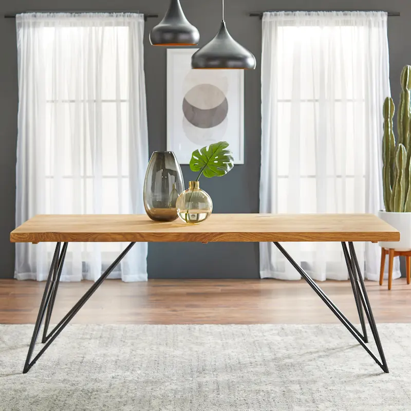 Solid Wood Dining Table with Hairpin Legs