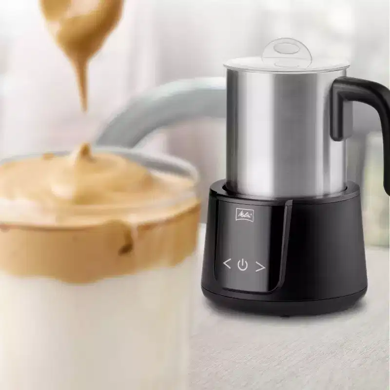Melitta Montalatte Cappuccino and Latte Frother: Stainless Steel Milk Steamer, 2 Cup Capacity, Dishwasher-Safe Parts