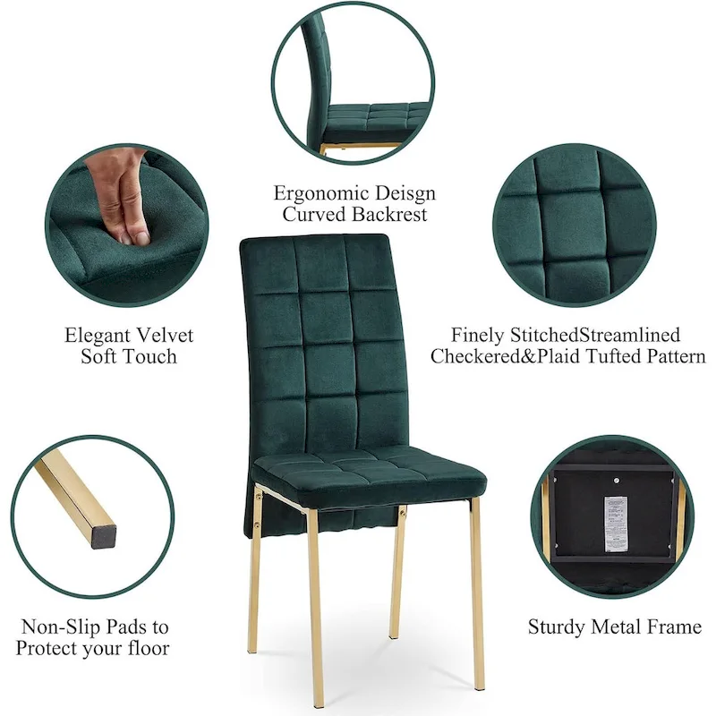 Howtai Upholstered Velvet Dining Chair High Back