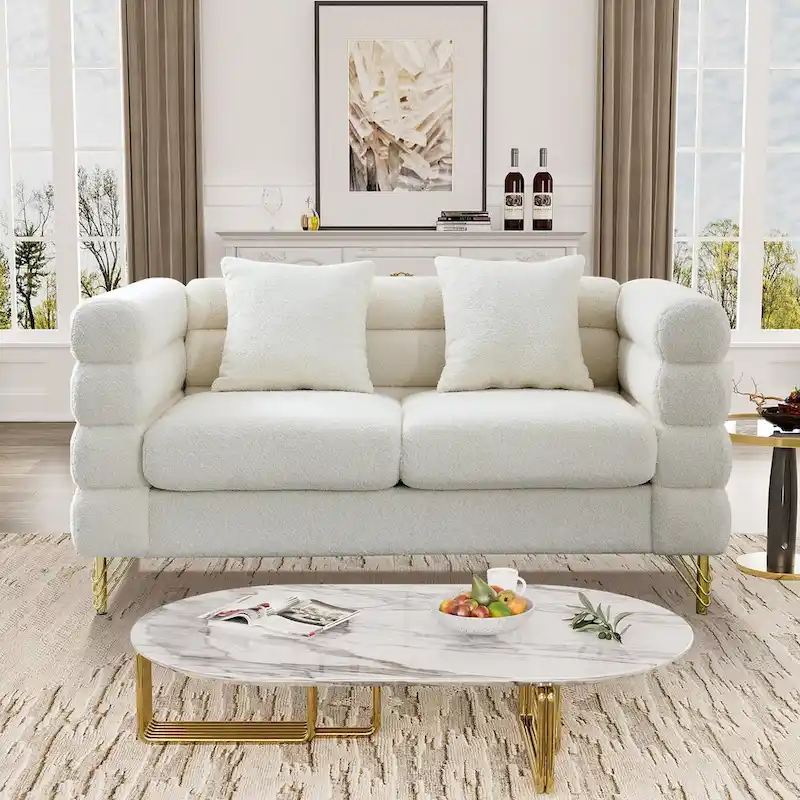 Teddy Fabric Modern Sectional Sofa L-Shape/2/3/4 Seater